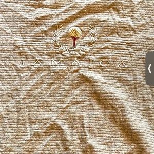 Vintage Golf T-Shirt Large Striped Jamaica Caribbean Made in USA Retro Gray